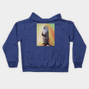 Standing River Otter Painting Kids Hoodie